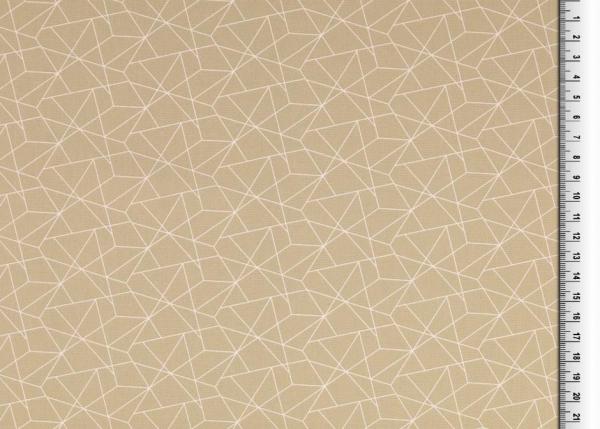 Baumwolldruck Grafisches Muster in Weiß auf Beige